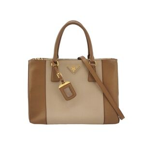 Prada Saffiano Medium Bi-Color Galleria Double Zip Tote
